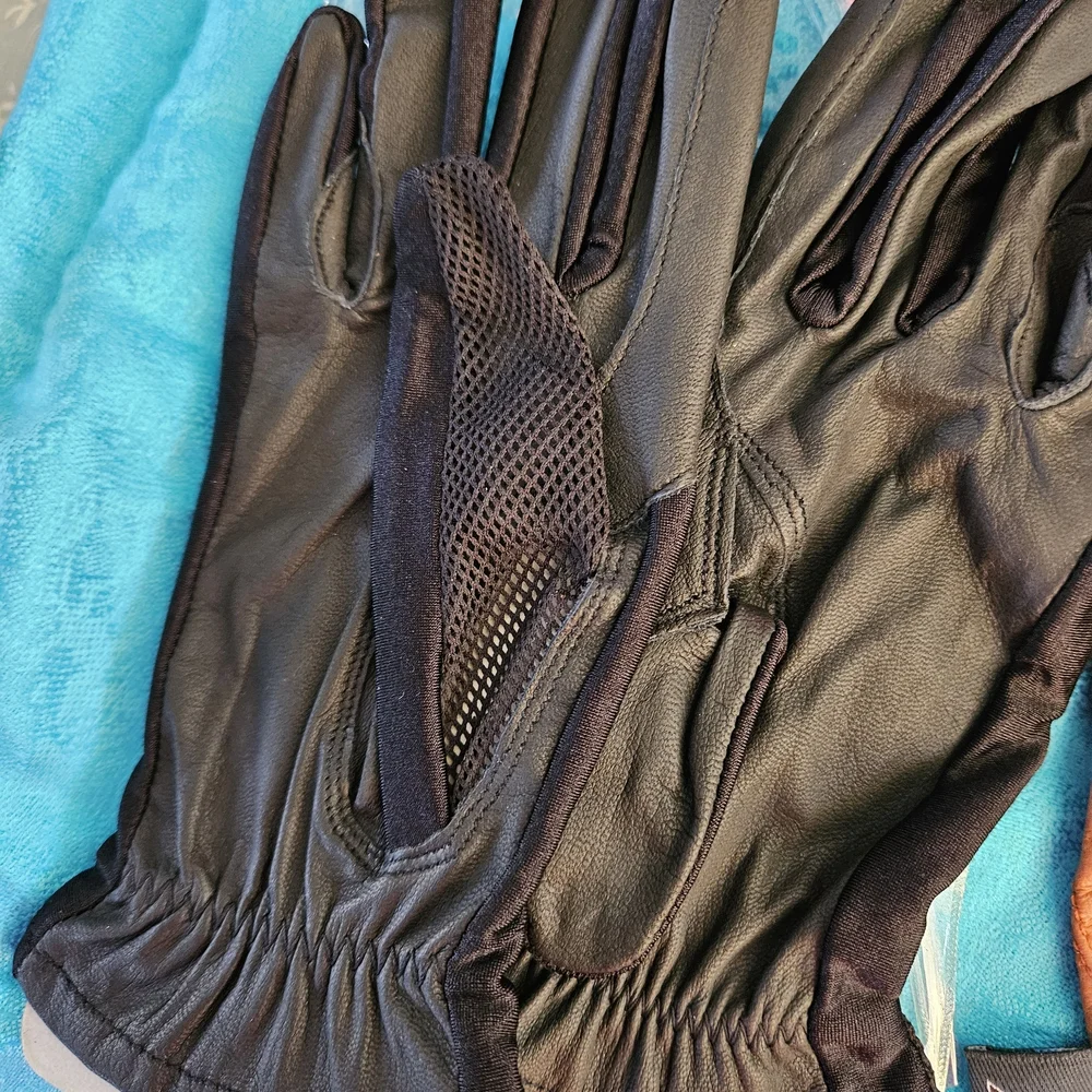Mountain Horse Brown Knit & Black Leather Riding, Driving, Sport Glove Set - Picture 4 of 9